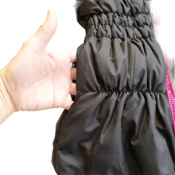 HAWKE&CO Girls Youth 7/8 Puffer Down Hooded Winter Jacket Fleece lined Blk Pink - Picture 4 of 10